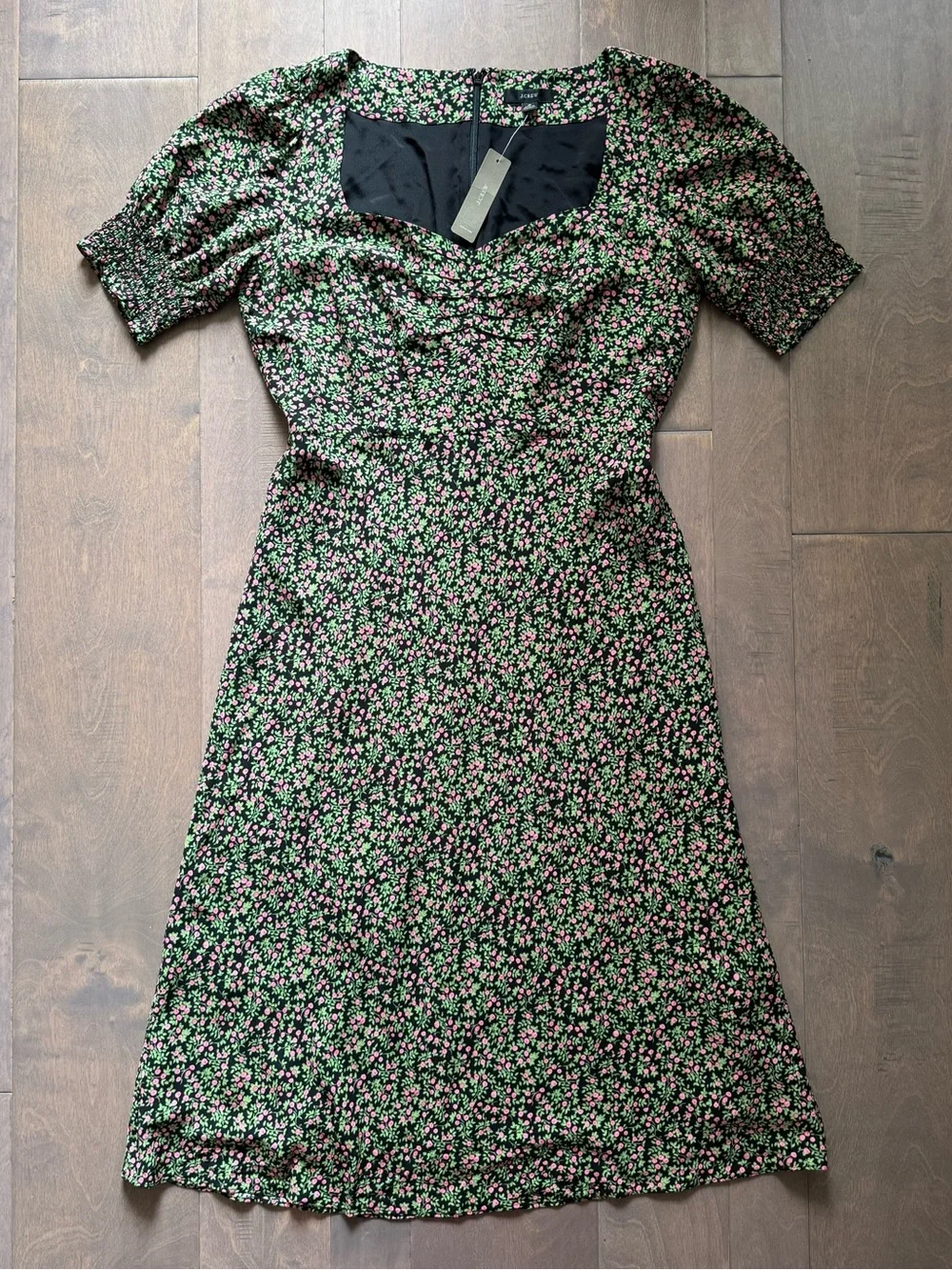 NWT J.Crew Smocked-Sleeve Midi Dress in Floral
